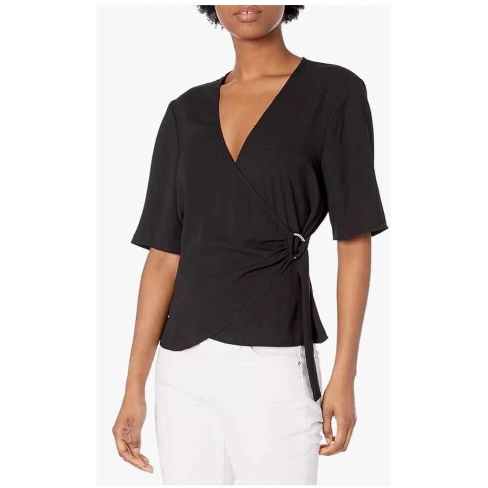 Bcbgeneration D-Ring Wrap Top Women’s Medium Blac… - image 1